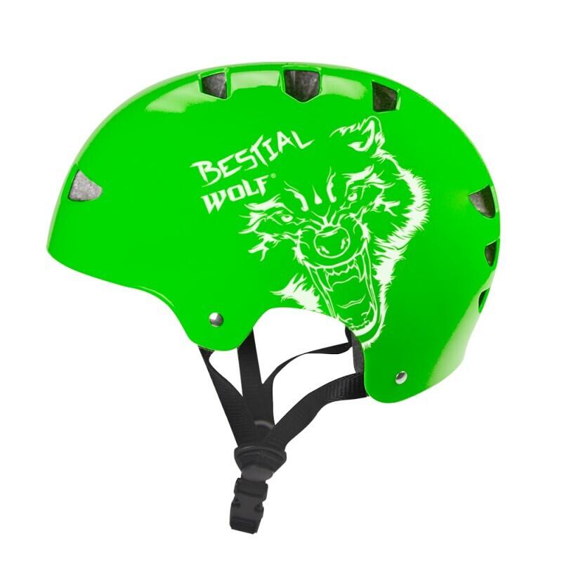 SKULLGREENB BESTIAL WOLF UNIWERSALNY KASK KOLOR SATYNOWO ZIELONY