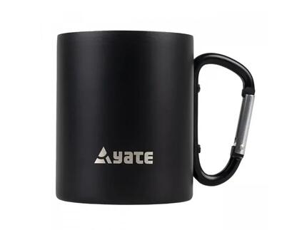 Mug Yate 300 ml acier inox double paroi noir avec mousqueton