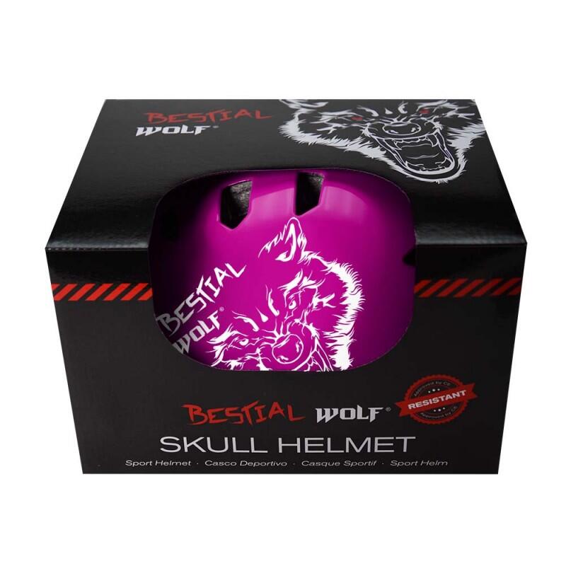 Casco universal unisex Bestial Wolf Skullfuchsiab Fuchsia