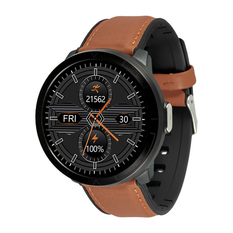 Smartwatch sportivo unisex Watchmark WM18 pelle marrone