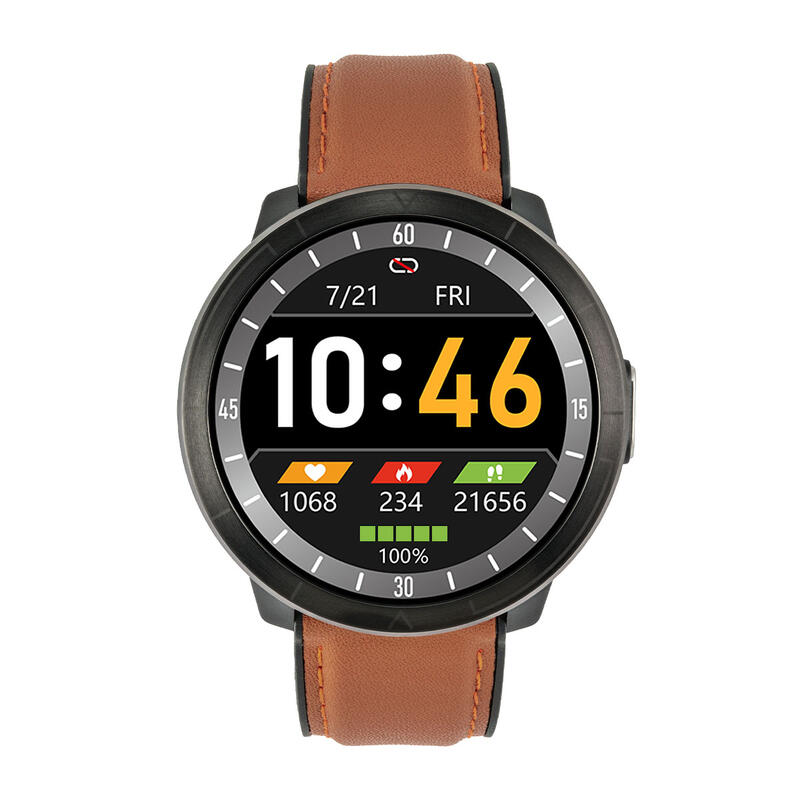 Smartwatch sportivo unisex Watchmark WM18 pelle marrone