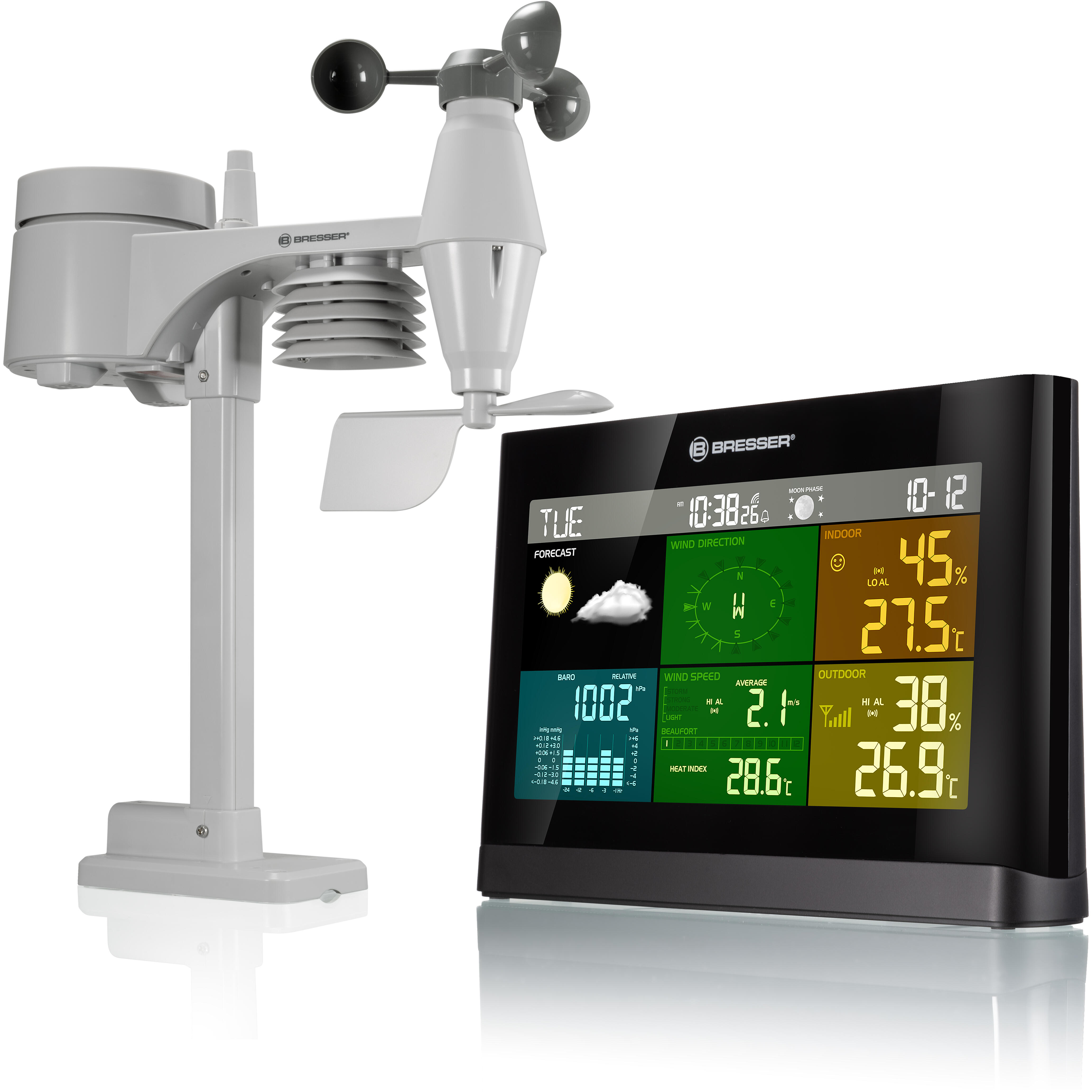 Bresser - Centrale Météo 5-en-1 Bresser Comfort Avec Écran En Couleurs - Station Météo - Noir - Taille Unique - Decathlon