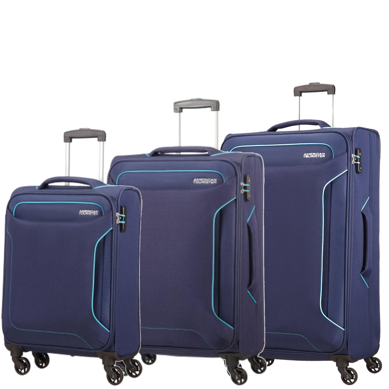 Holiday Heat 3 Piece Luggage Set - 55cm, 67cm & 79cm - Navy 1/7