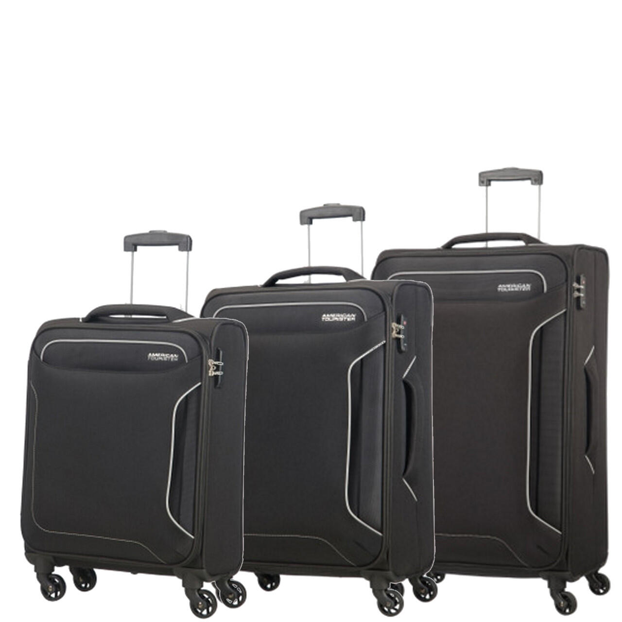 Holiday Heat 3 Piece Luggage Set - 55cm, 67cm & 79cm - Black 1/7