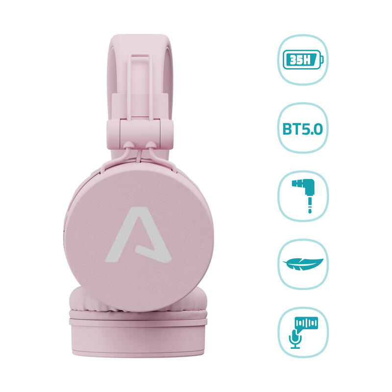 Blaze2 Pink Bezdrátová sluchátka, výdrž baterie 35 hodin, zabudovaný mikrofon
