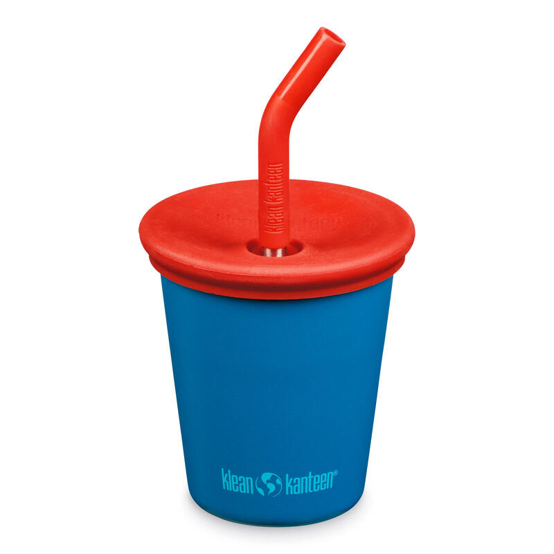 Kinderbecher Kid Steel Cup Strohhalm Trink Becher Edelstahl 296 ml