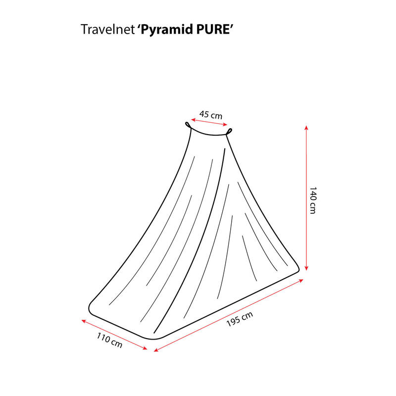 Mosquitera de viaje individual sin impregnar y malla 256 - PYRAMID PURE