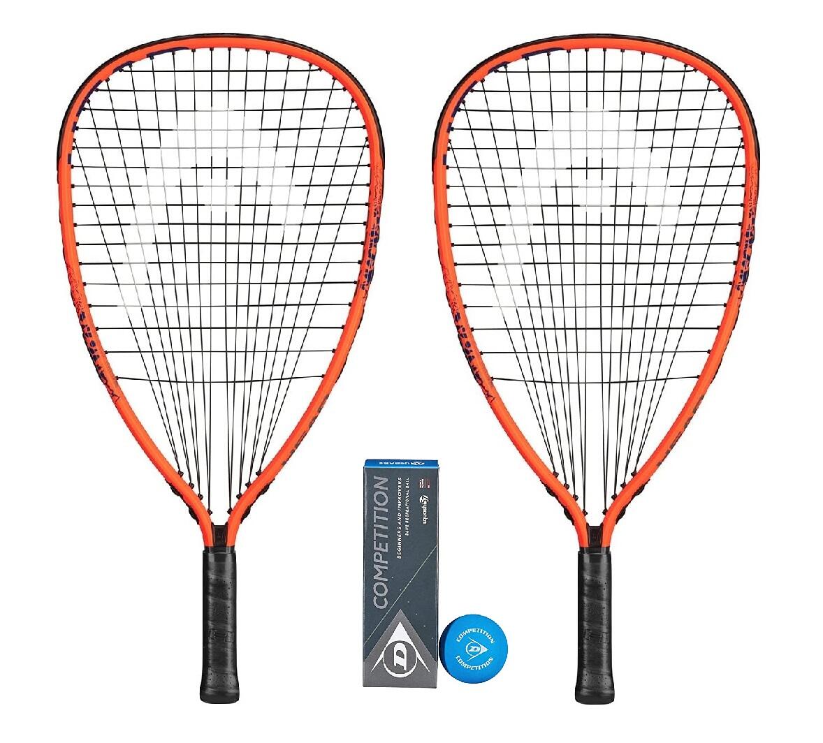 Head MX Cyclone Twin Set Racketball Rackets & 3 Balls 1/3