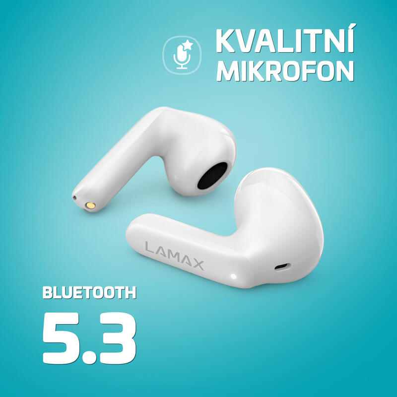 Tones1 White Bezdrátová Bluetooth sluchátka, výdrž 40h, Bluetooth 5.3