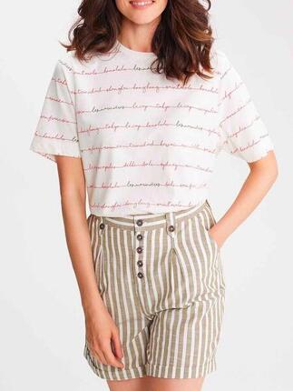 T-shirt manches courtes Femme - MAELYTEE19017 Blanc/ecru