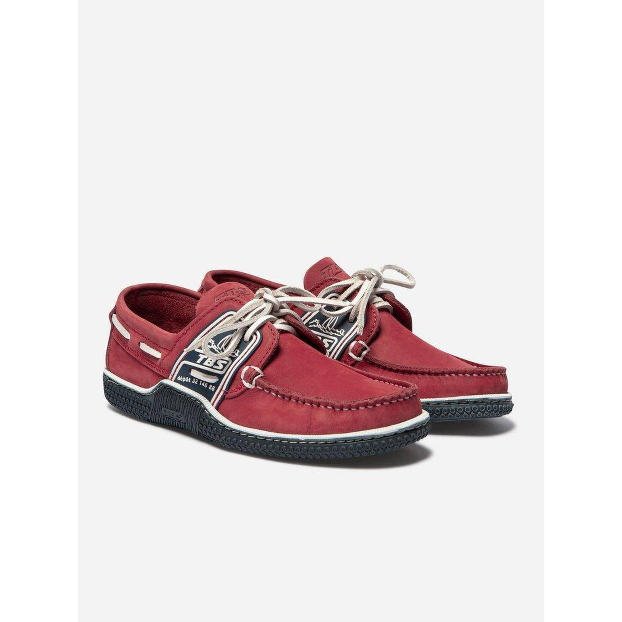Chaussures Bateau Homme GLOBEK Rouge, Cuir, Fabriquées Au Portugal TBS