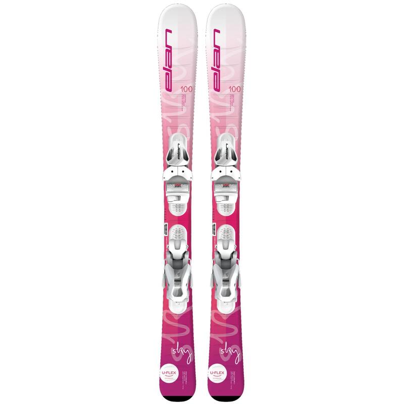 Ski Elan Sky White JRS, 100 cm + Legături Elan EL 4.5 GW