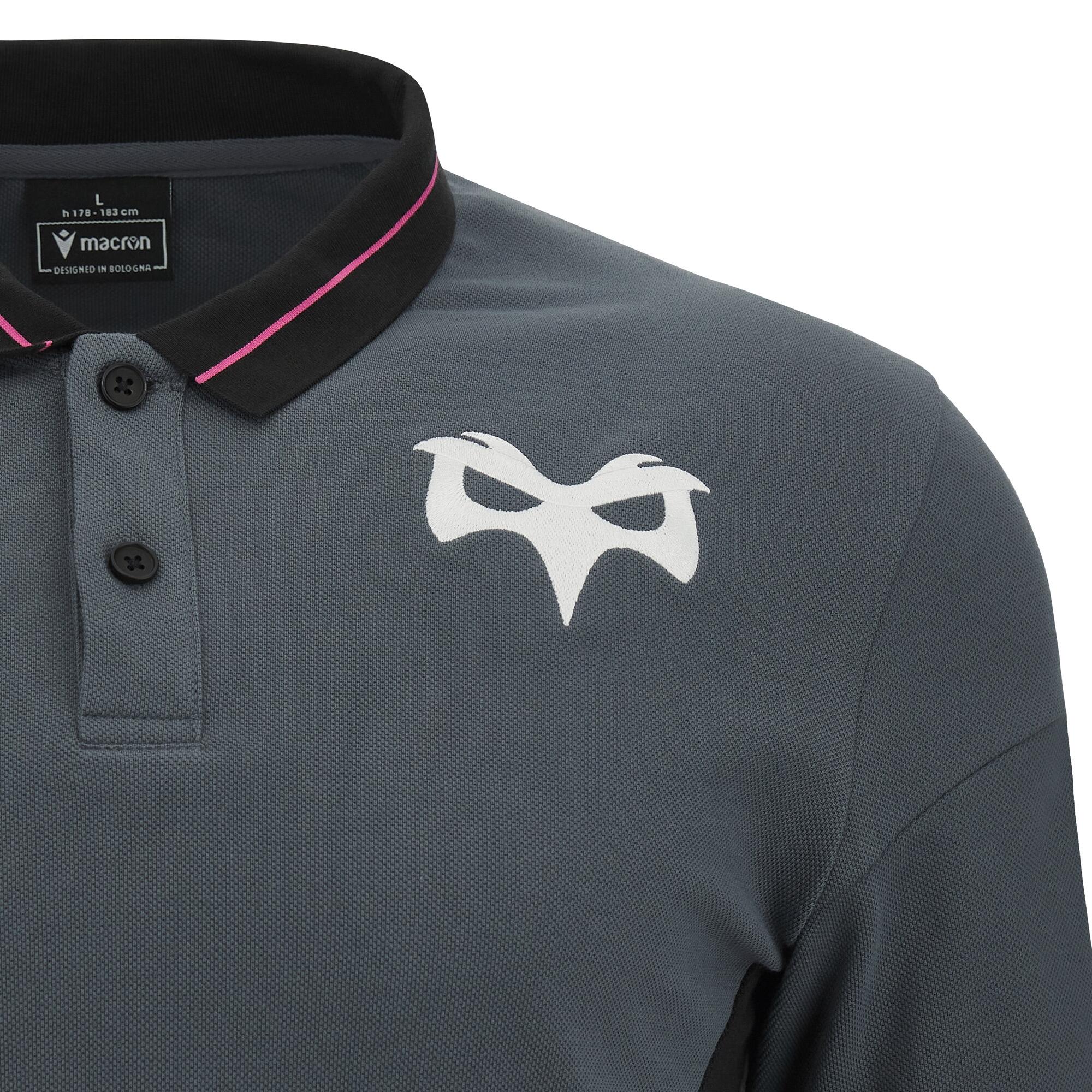 Macron Ospreys 23/24 Mens Travel Rugby Fit Polo 3/4