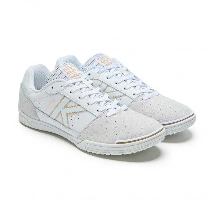 Zapatillas De Fútbol Sala Unisex Kelme Elite En Color Blanco Y Oro