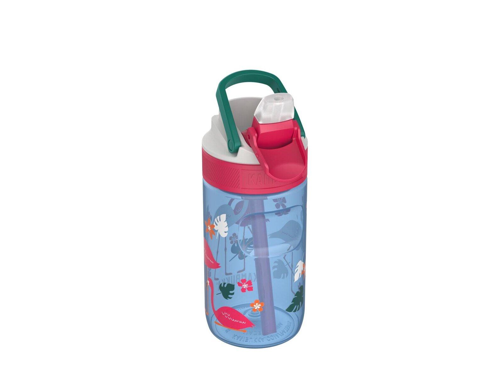 Trinkflasche Kambukka Lagoon 400 ml, Blue Flamingo, Trinkhalm, auslaufsicher 4/7