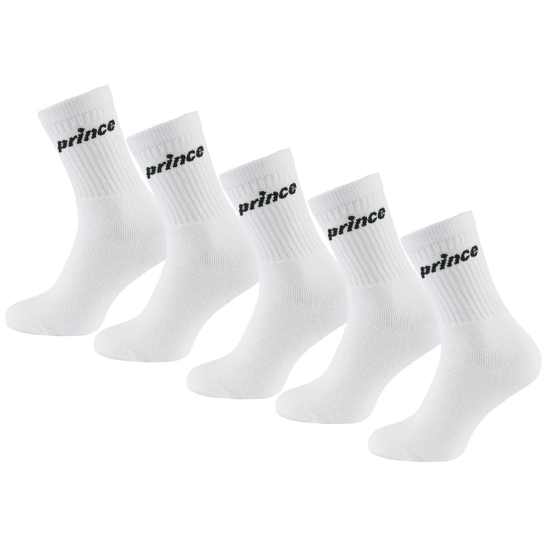 PRINCE Prince Mens White Socks 5 pairs per pack