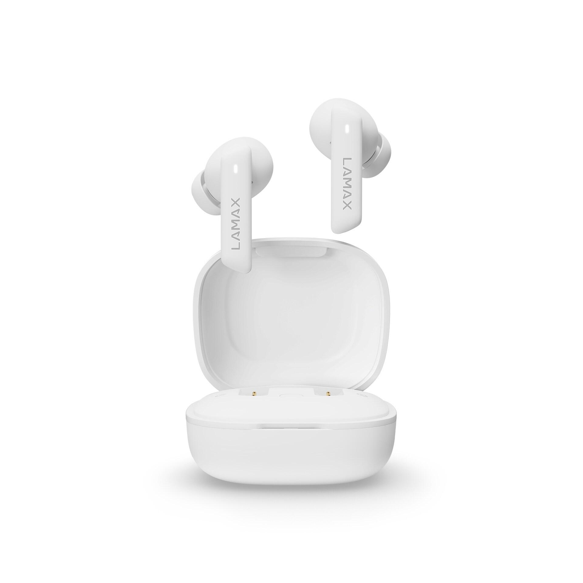 LAMAX Clips1 ANC White True Wireless sluchátka, Hybridní ANC, výdrž 44h