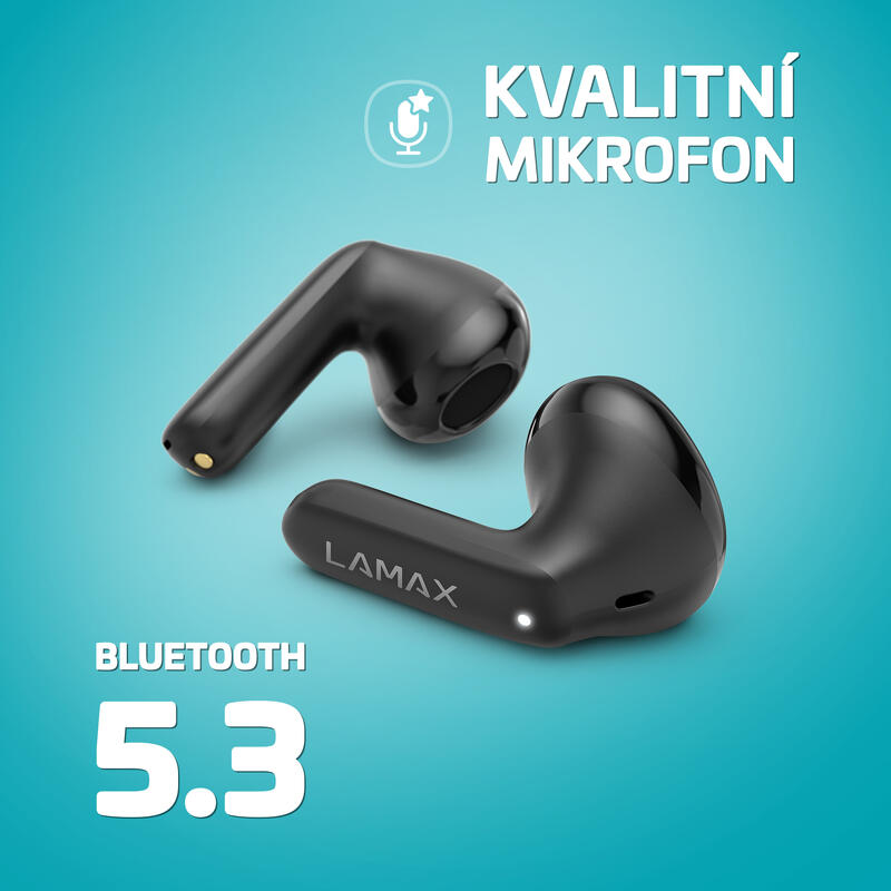 Tones1 Black Bezdrátová Bluetooth sluchátka, výdrž 40h, kvalitní mikrofon