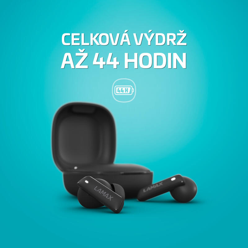 Clips1 ANC Black True Wireless sluchátka, Hybridní ANC, výdrž 44h