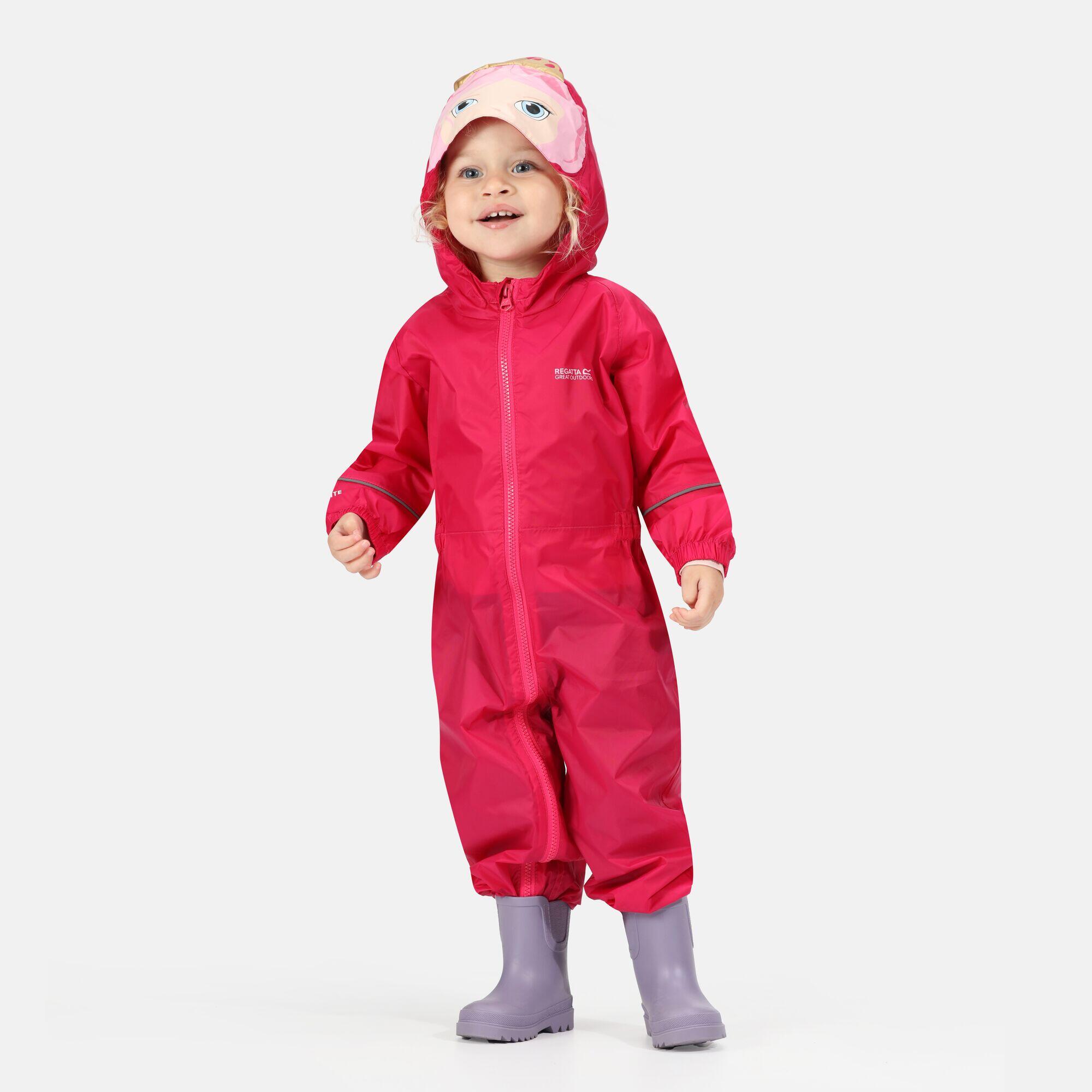 REGATTA Charco Kids Hiking Hooded Puddle Suit - Pink Princess