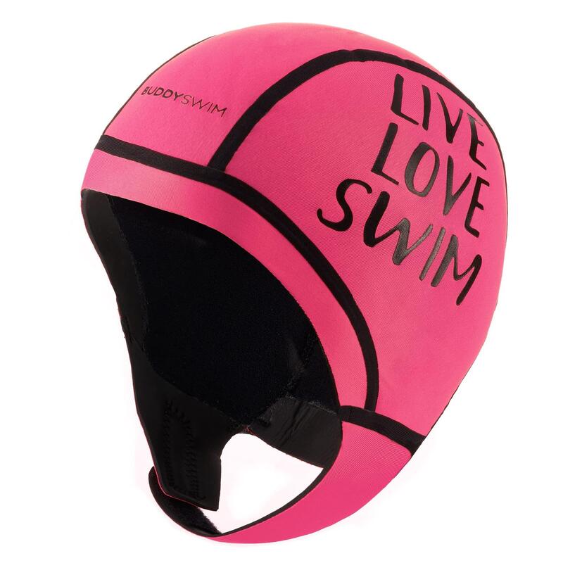 Gorro de Neopreno 2.5 mm Natación Aguas Abiertas Buddyswim rosa.