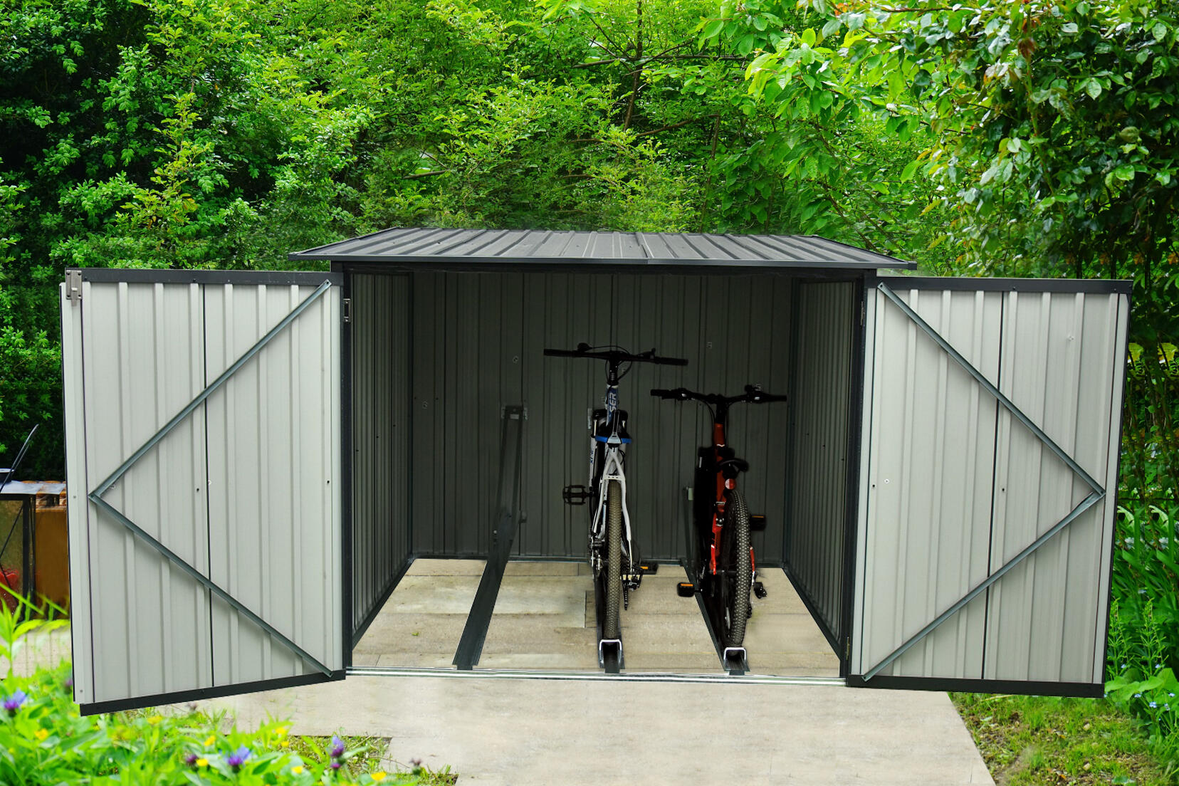 Armario bicicletas Arth 3,2 m² exterior para 3 bicis, almacenamiento seguro 5/5