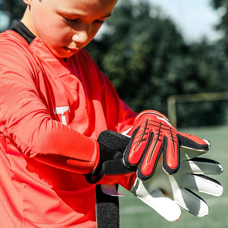 Luvas de guarda-redes de futebol para crianças Red Beast Junior 3.0 com barras
