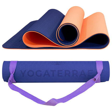 TAPIS DE YOGA ANTIDÉRAPANT DURABLE Confort Marine Corail TPE Léger + SANGLE