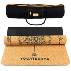 Antislip yogamat MANDALA Kurk en rubber draag- en rekriem + draagtas