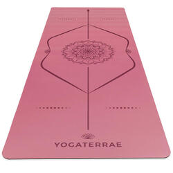 Wijnoogst Bordeaux yogamat in PU en rubber met MANDALA + LICHAAMSLIJNEN