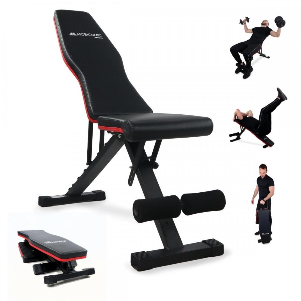 MOBICLINIC Fitnessbank Trainingsbank Opvouwbare Hoogte Verstelbaar 118x32x116 cm