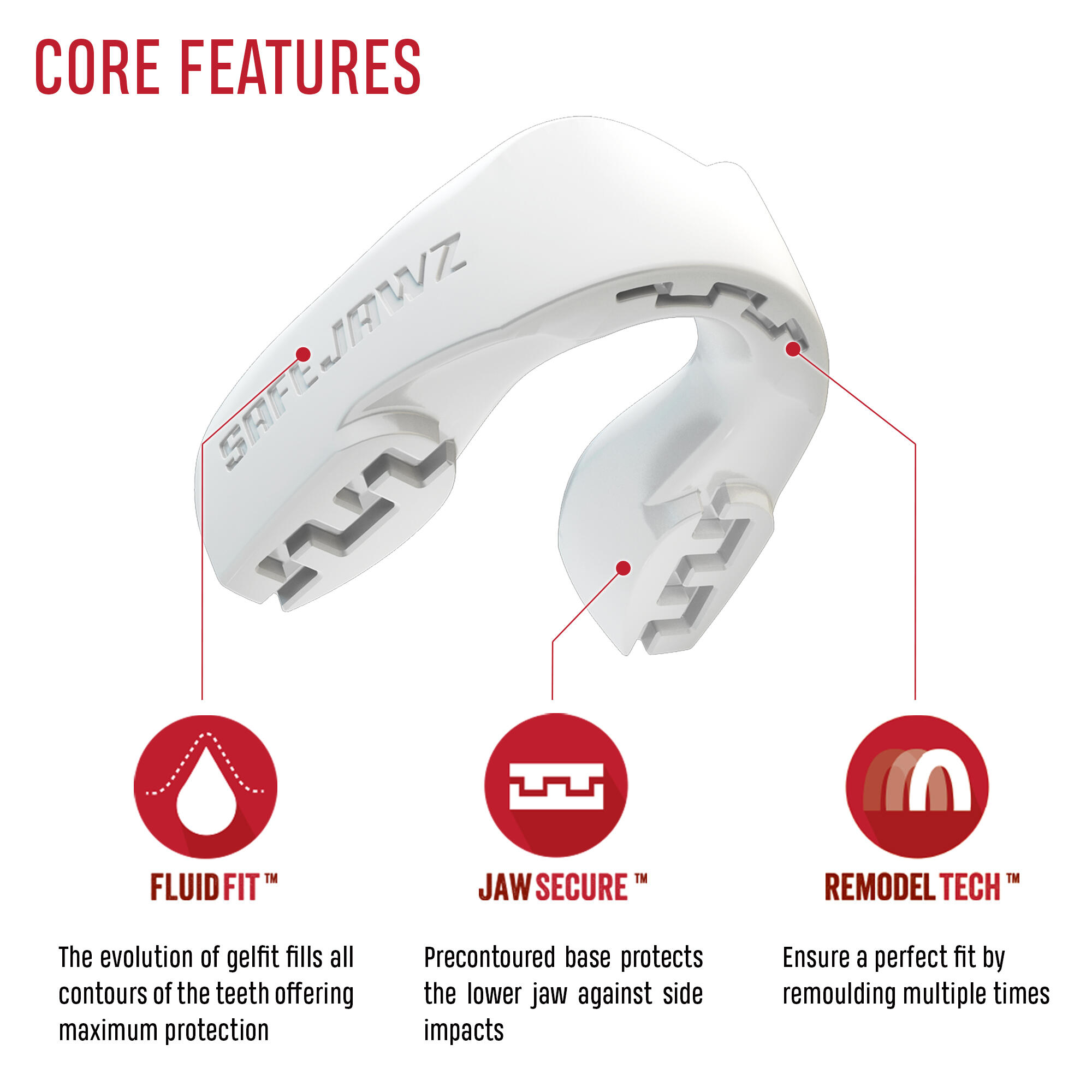 SafeJawz Intro Series Adult/Junior Self-Fit Mouth Guard 2/6