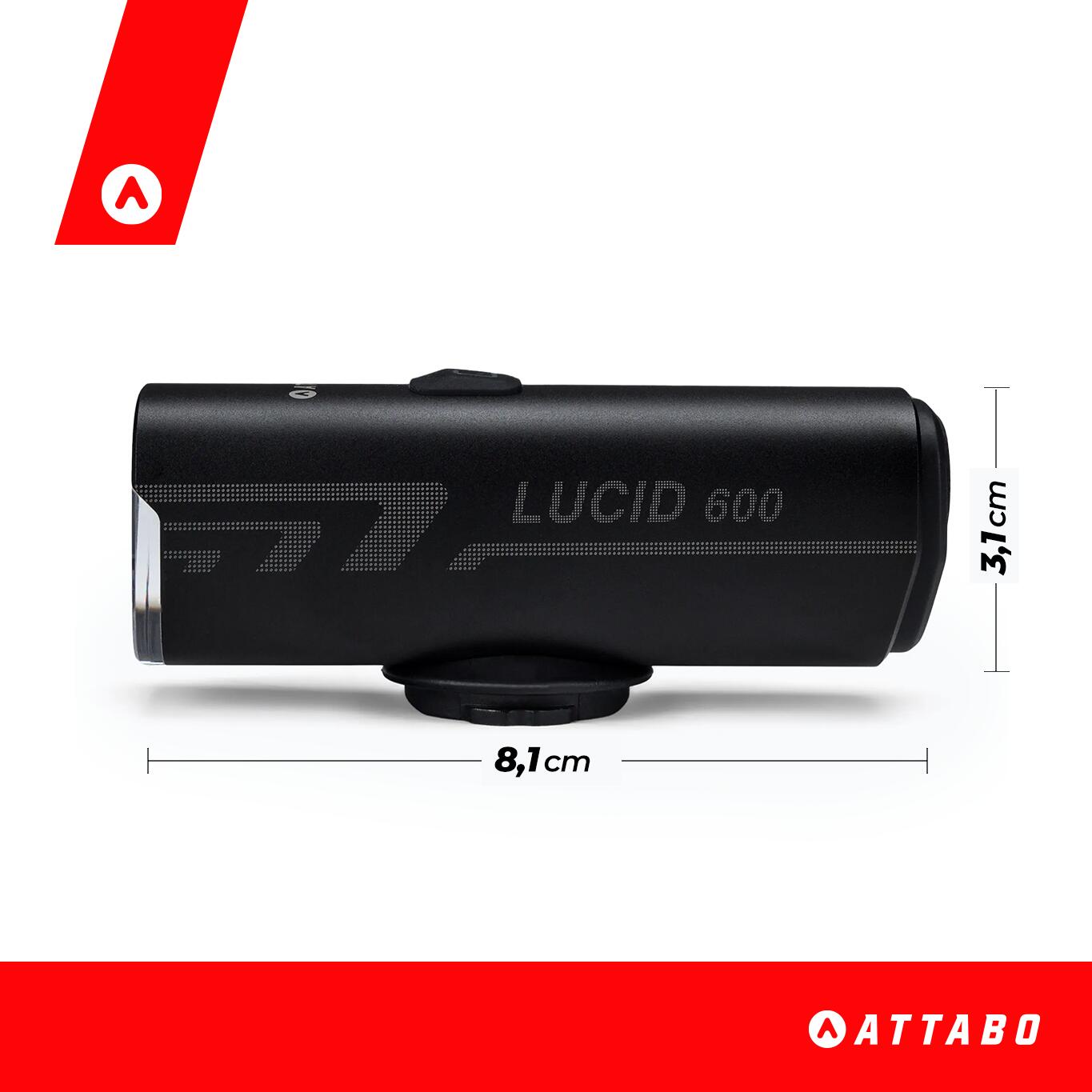 Feu avant de vélo ATTABO LUCID 600 2/7