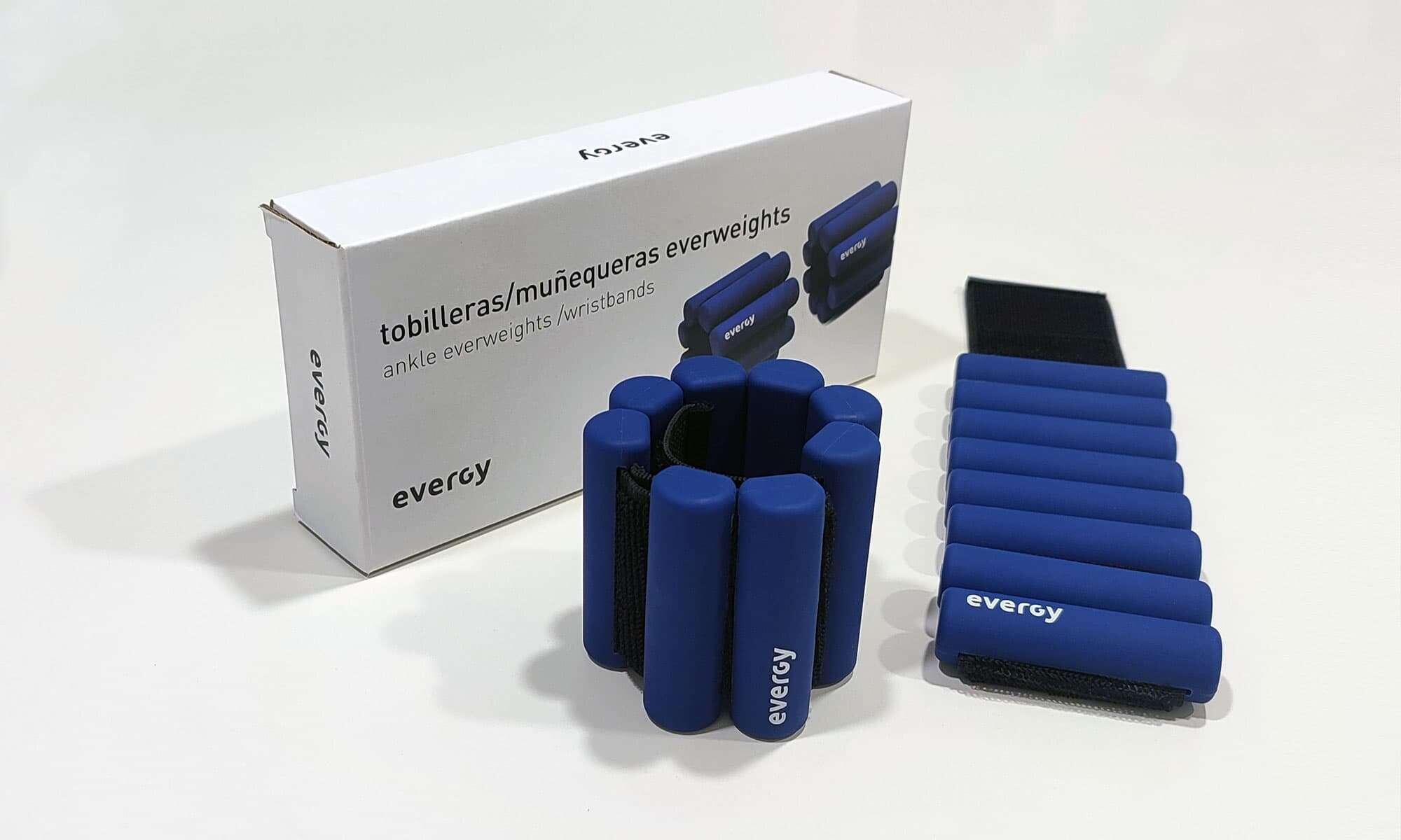 Tobilleras muñequeras lastradas everweights 0,5kg azul 2/3