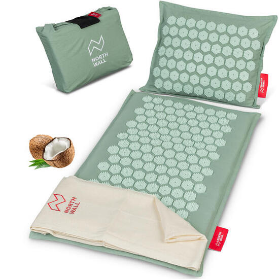 Spijkermat met Kussen & Draagtas - Acupressuur Mat - Groen
