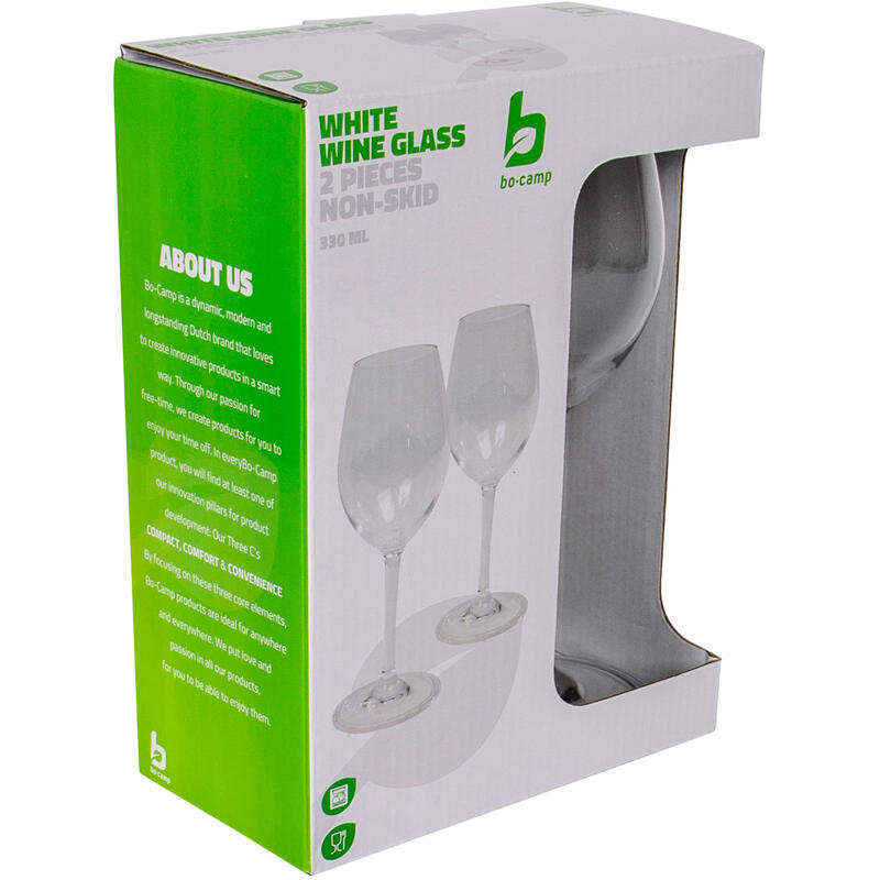 Blanc Verres à vin Set de 2 camping en polycarbonate Lave-vaisselle