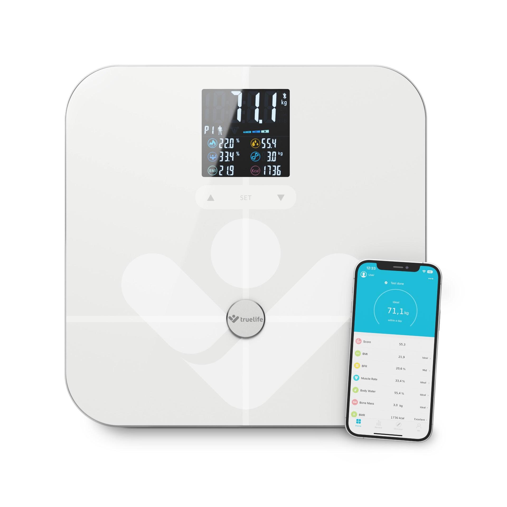TRUELIFE FitScale W7 BT White Osobní diagnostická bluetooth váha, 19 měřitelných indexů