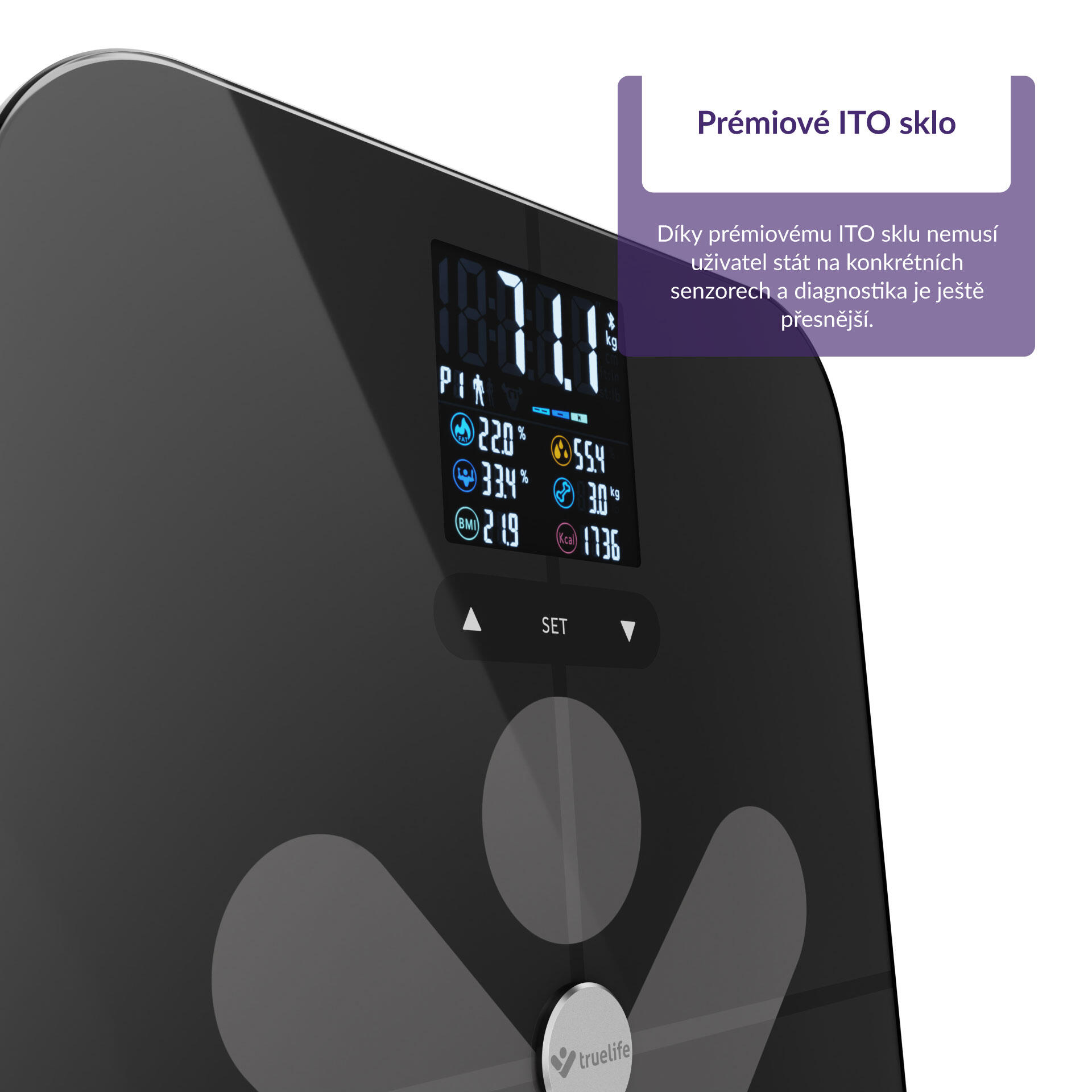 FitScale W7 BT Black Osobní diagnostická bluetooth váha, 19 měřitelných indexů 6/7