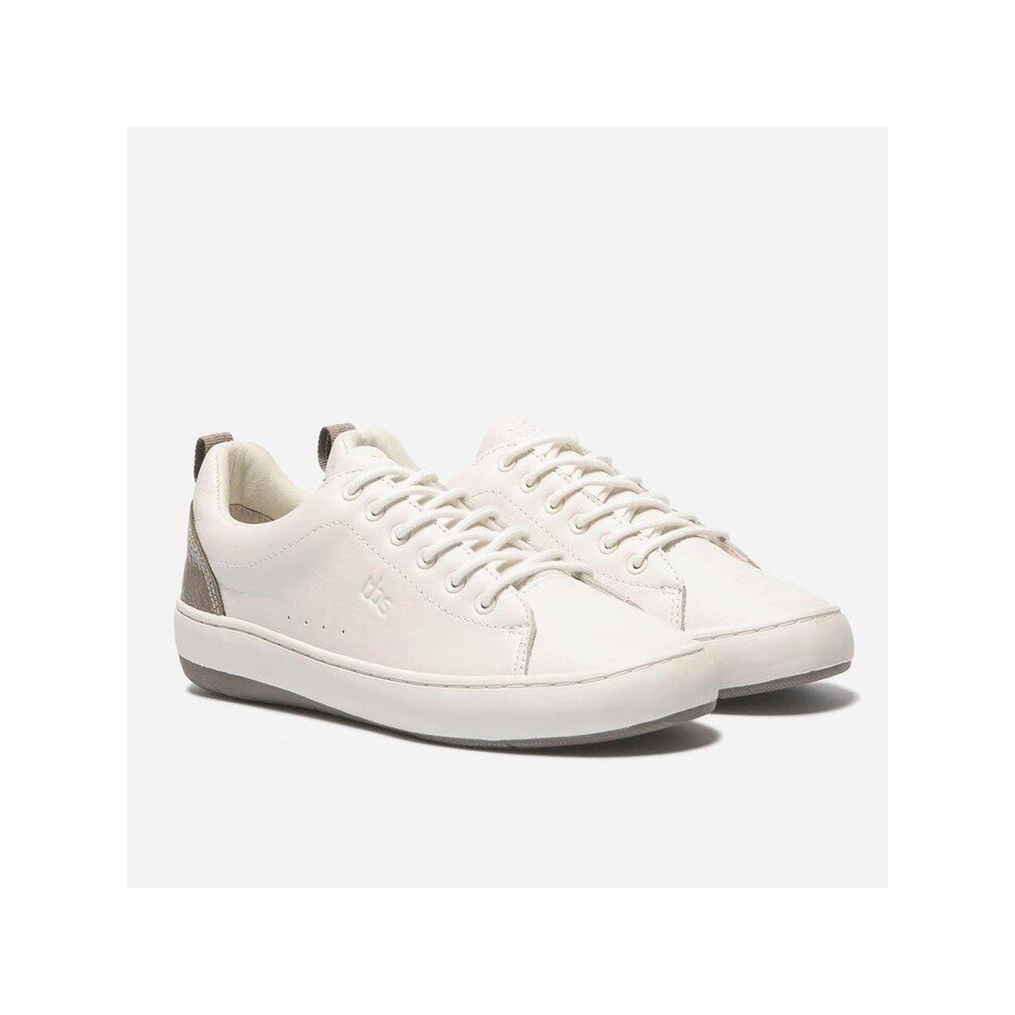 Baskets cuir Femme - THIMORA Off-white + Taupe