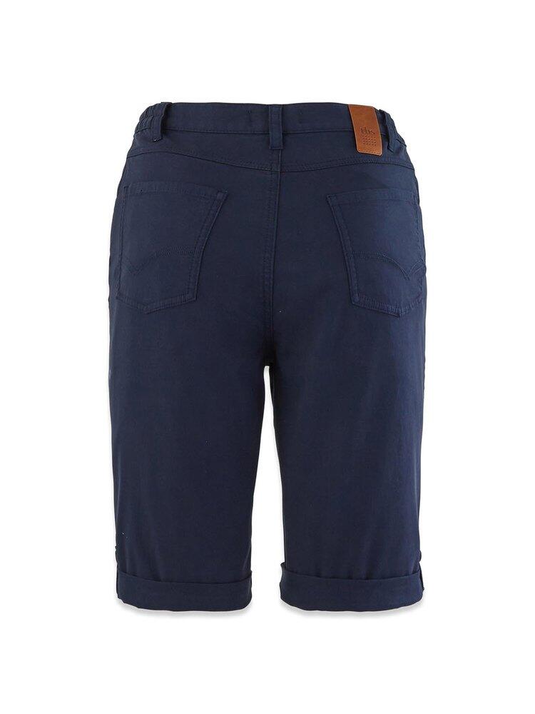 Bermuda ceinture semi-élastiquée avec passants Femme - GEMMEMID Navy 4/5