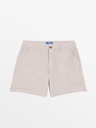 Bermuda ceinture droite avec passants Femme - LEONIBUR Osier