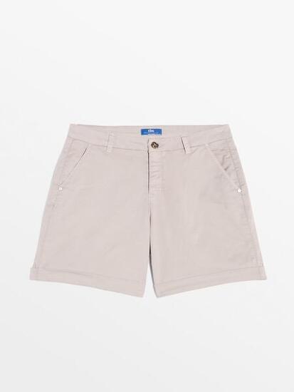 Bermuda ceinture droite avec passants Femme - LEONIBUR Osier