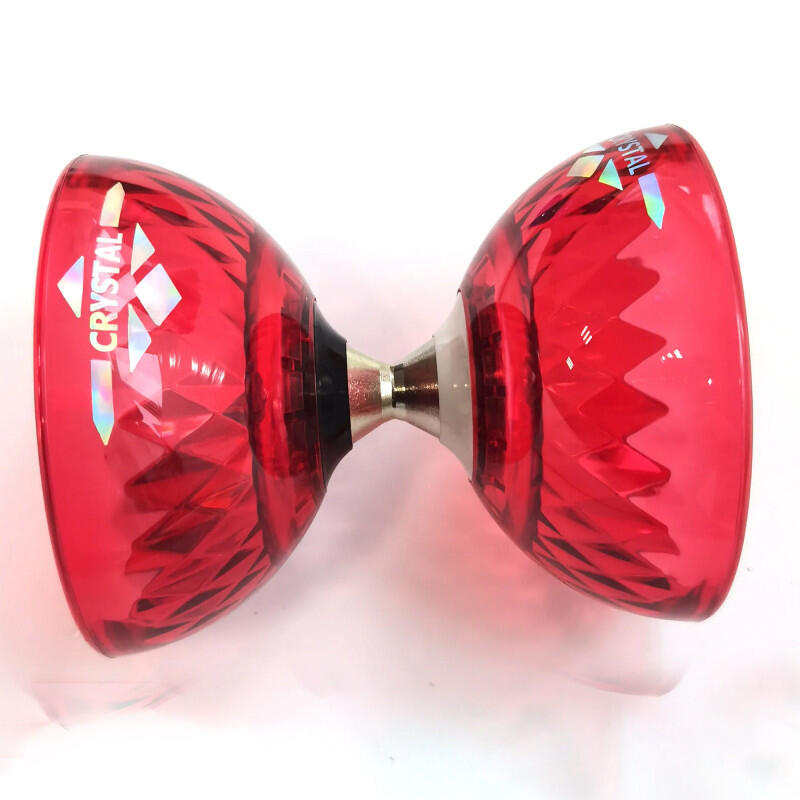 Set diabolo cristal rouge avec roulement + baguettes alu 2/4