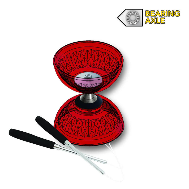 Diabolo crystal avec roulement et baguettes en aluminium Acrobat 4/4