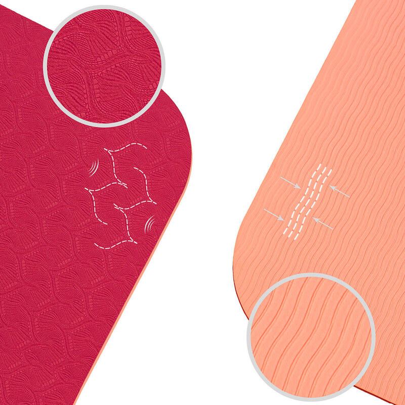 Koraal Roze Antislip Yogamat in TPE 183x61x0.6cm + draag- en rekriem