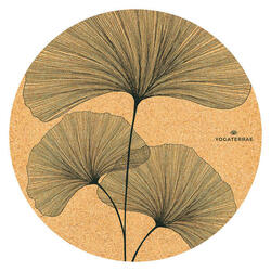 TAPIS YOGA MÉDITATION ANTIDÉRAPANT NATUREL Liège & Caoutchouc Ginkgo Biloba Noir