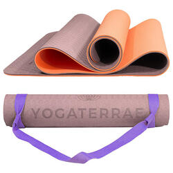 Koraalbeige Antislip Yogamat in TPE 183x61x0.6cm + draag- en rekriem