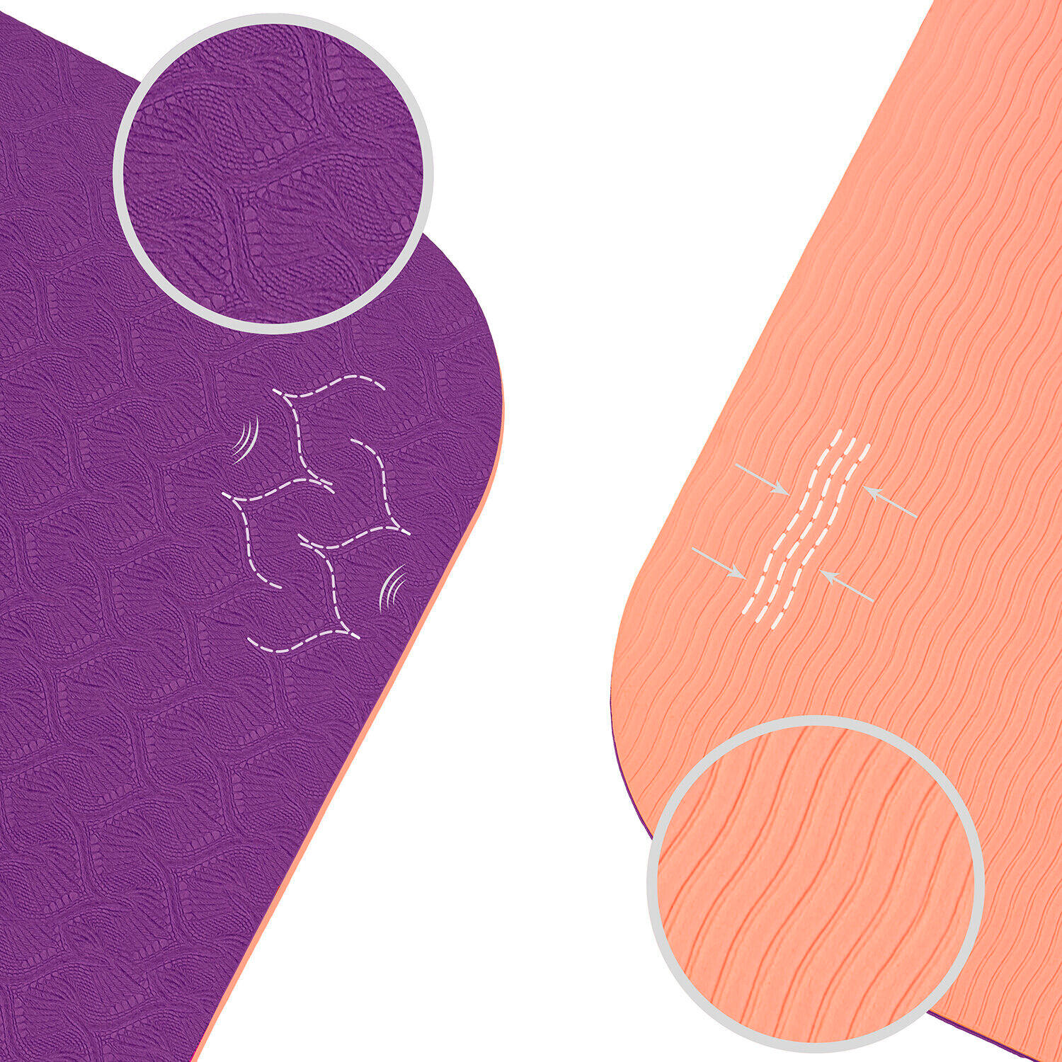 ESTERILLA YOGA ANTIDESLIZANTE DURABLE Violeta Coral TPE Ligero + BOLSA & CORREA 4/6