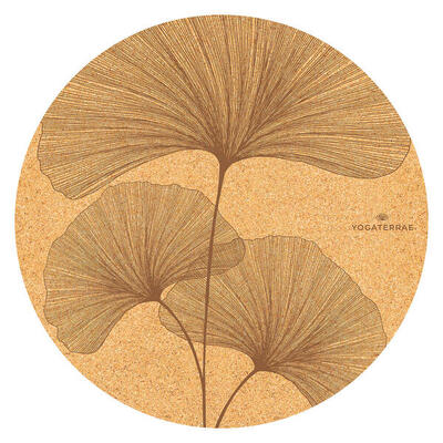 Yogamatte Rund aus Kork und Naturkautschuk mit Trage- und Dehngurt – GINKGOS