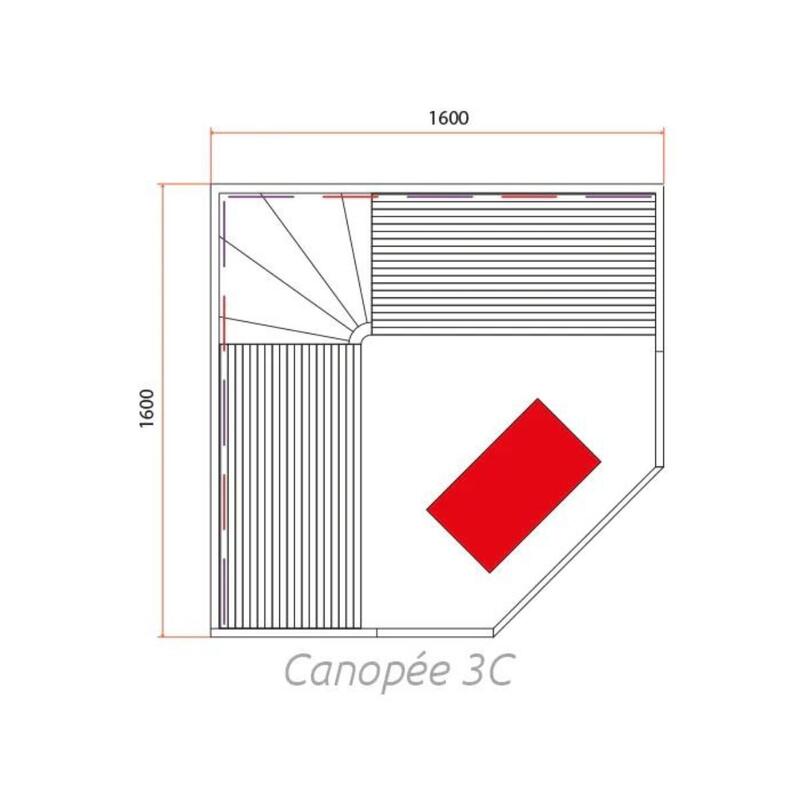 Sauna infrarouge en coin pour trois à quatre personnes - Holl's Canopée 3C